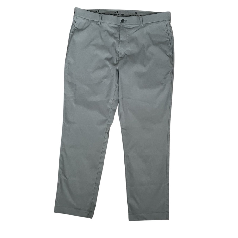 Grand Slam Men's 38 X 32 Light Gray Pants Polyester Golf Stretch Waist